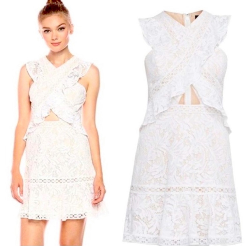 BCBGMaxAzria Careen White Lace Mini Dress